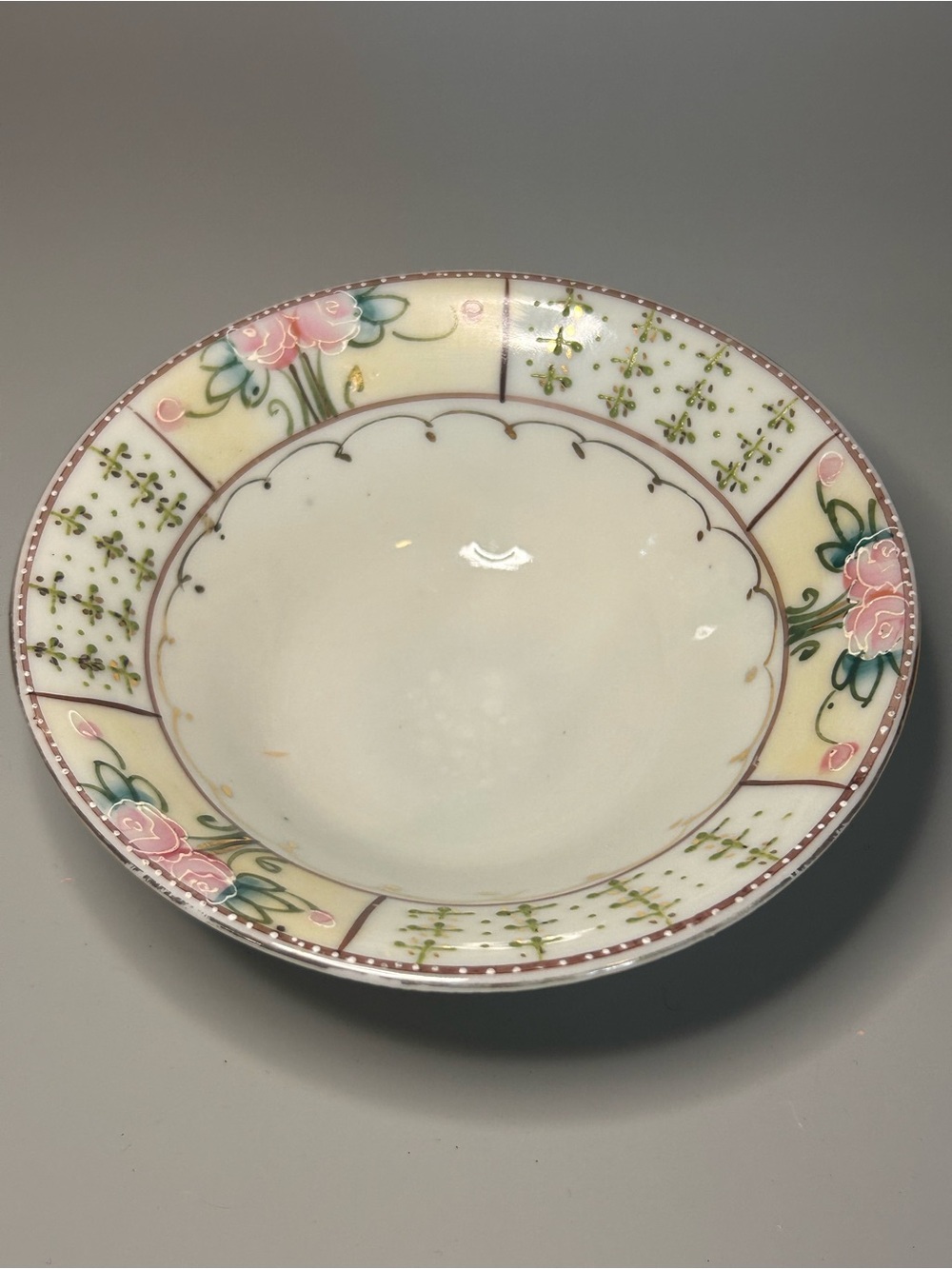 Vintage Trinket Ceramic Bowl Japan Roses Cottagecore Shabby Chic Floral